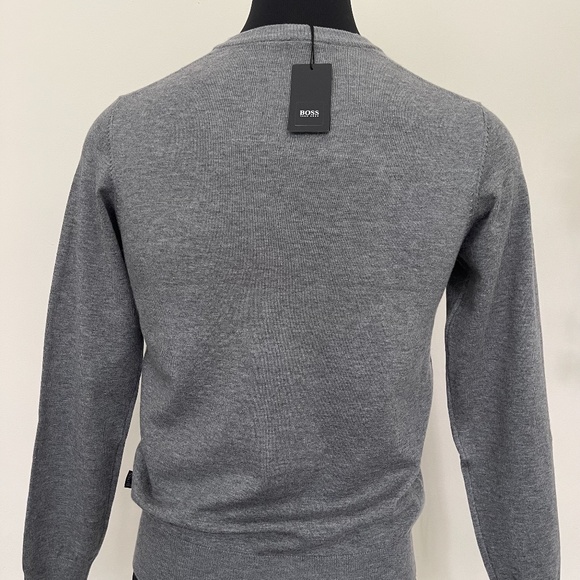 New Hugo Boss Sweater V Neck Gray Wool Pullover Sweater - Picture 3 of 7